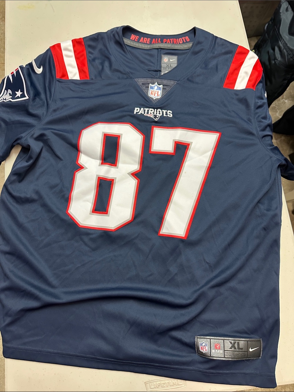 Nike Navy Red & White #87 Patriots Jersey